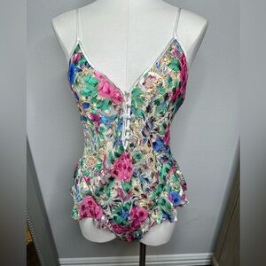 Vintage Victoria’s Secret Shear Floral Bodysuit Medium